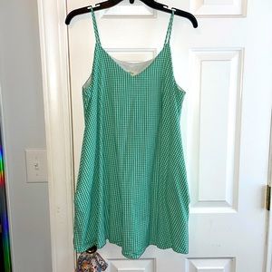 Peach Love, Plaid Green Wide Mini Dress